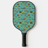 Raquette De Pickleball Rectangles à bandes turquoise (Recto)