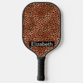 Raquette De Pickleball Red and Gold Leopard Print Personalized (Verso)