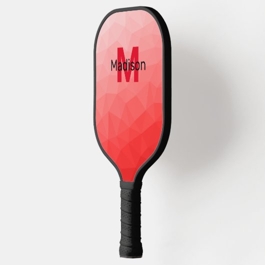 Raquette De Pickleball Red gradient geometric mesh pattern Monogram (Gauche)