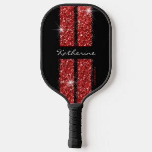 Raquette De Pickleball Red Parties scintillant Sport Racing Stripes Éléga