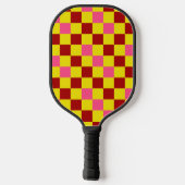 Raquette De Pickleball Red Yellow Pink Checkered Pattern Design  (Verso)
