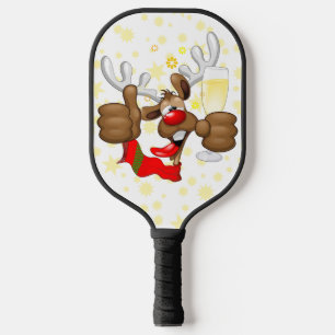Raquette De Pickleball Reindeer Drunk Funny Caractère de Noël