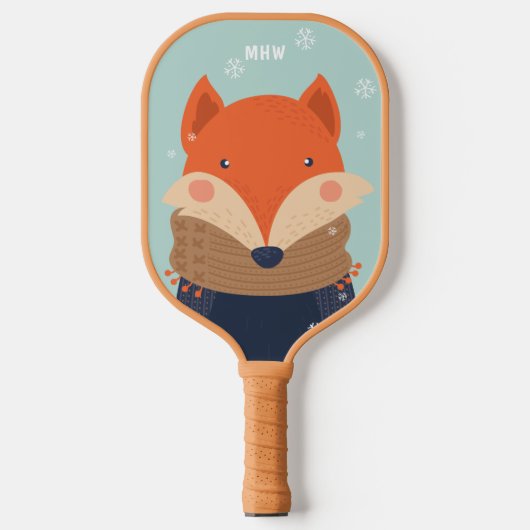 Raquette De Pickleball Renard d'hiver monographique personnalisé (Recto)