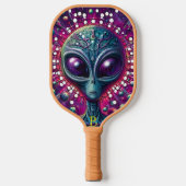 Raquette De Pickleball Rencontre extraterrestre : Tête Alien entourée (Recto)