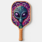 Raquette De Pickleball Rencontre extraterrestre : Tête Alien entourée (Verso)