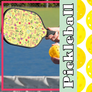 Raquette De Pickleball Ressort pour Fleur sauvage motif Floral Lemon Jaun