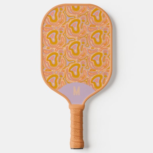 Raquette De Pickleball Retro 70's Pastel Purple Monogram Topography (Recto)