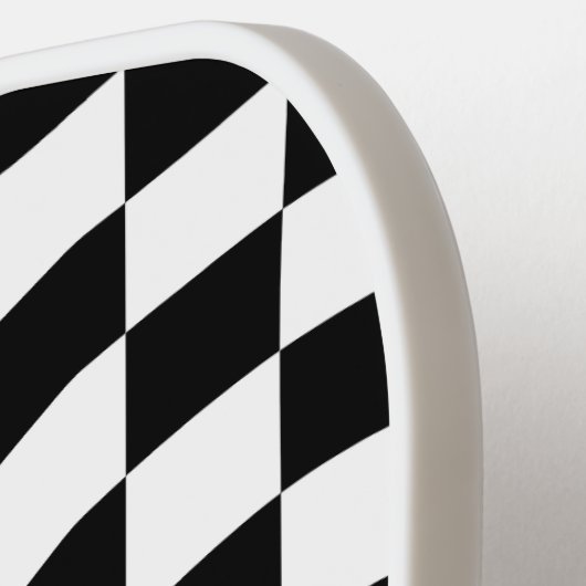 Raquette De Pickleball Retro À damiers Motif noir et blanc (Détail gauche)