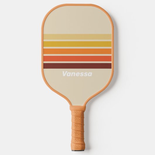 Raquette De Pickleball Rétro avec Rayures et Nom (Recto)