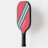 Raquette De Pickleball Retro Beach Club Stripes avec nom (Gauche)