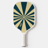 Raquette De Pickleball Retro Blue &Beige Stripes Script Minimalist Name (Verso)