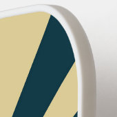 Raquette De Pickleball Retro Blue &Beige Stripes  Script Minimalist Name (Détail gauche)