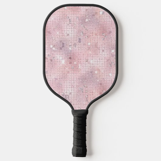 Raquette De Pickleball Retro Blush Pink Disco Mirror | Monogramme (Verso)