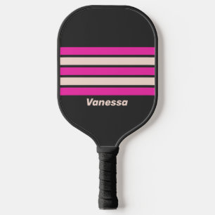 Raquette De Pickleball Rétro Bubble Gum sur rayures avec nom
