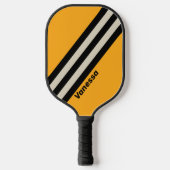 Raquette De Pickleball Rétro Bumblebee Rayures Buzz avec nom (Recto)