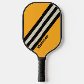 Raquette De Pickleball Rétro Bumblebee Rayures Buzz avec nom (Verso)