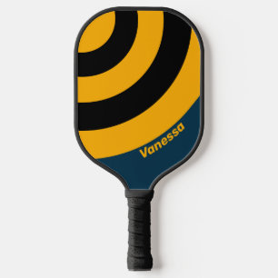 Raquette De Pickleball Rétro Cercle Marée Clair de Lune Rayure avec Nom
