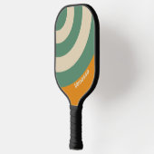 Raquette De Pickleball Rétro Cercle Orange Rayure avec Nom (Gauche)