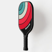 Raquette De Pickleball Rétro Cercle Rayure Discrète avec Nom (Gauche)