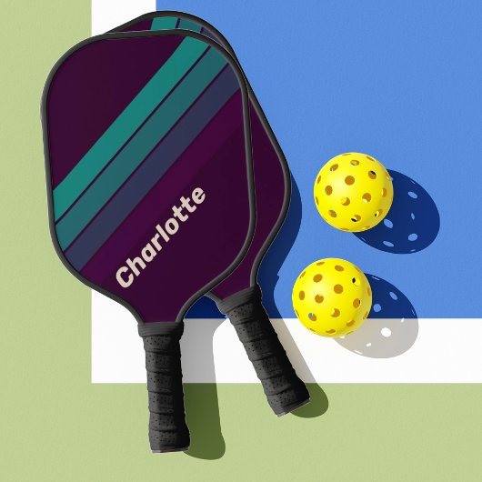 Raquette De Pickleball Retro Charlotte Rainbow avec nom