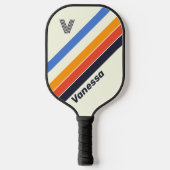 Raquette De Pickleball Rétro cinq Rayé avec Initiale et Nom (Recto)