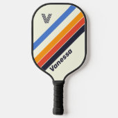 Raquette De Pickleball Rétro cinq Rayé avec Initiale et Nom (Verso)
