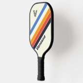 Raquette De Pickleball Rétro cinq Rayé avec Initiale et Nom (Gauche)