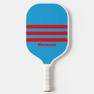 Raquette De Pickleball Rétro électrique bleu rouge trois bandes transvers