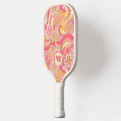 Raquette de Pickleball Rétro Florale Monogramme Fé (Gauche)