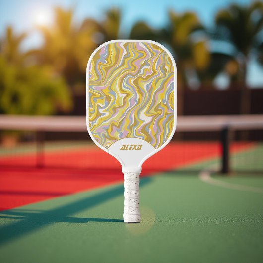 Raquette De Pickleball Retro Green les années 70 & 90s Inspirés Stripes &