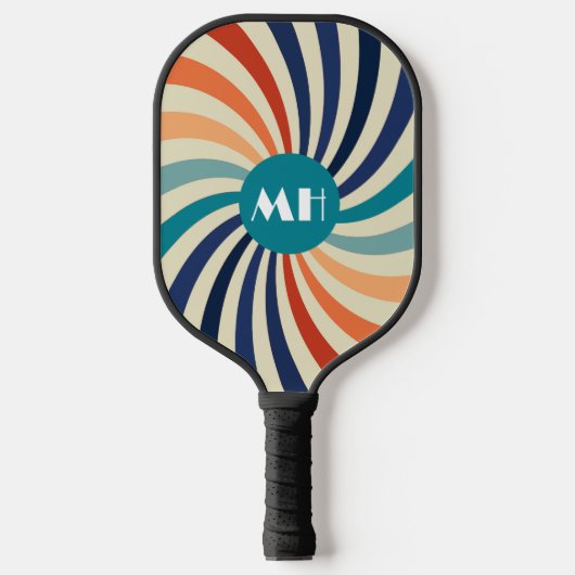 Raquette De Pickleball Retro les années 70 Starburst Monogramme (Recto)