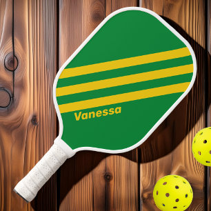 Raquette De Pickleball Rétro Palmier Tropical Trois Bandes avec Nom