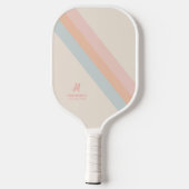 Raquette De Pickleball Retro Pastel Stripes Personnalisé Nom du monogramm (Verso)
