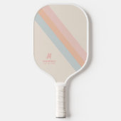 Raquette De Pickleball Retro Pastel Stripes Personnalisé Nom du monogramm (Recto)