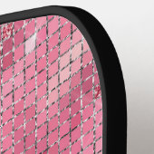 Raquette De Pickleball Rétro Pink Disco Mirror | Monogramme (Détail gauche)