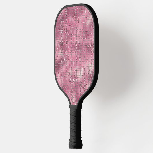Raquette De Pickleball Rétro Pink Disco Mirror | Monogramme (Gauche)