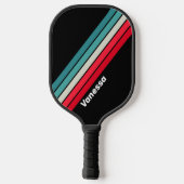 Raquette De Pickleball Rétro Rayé Camouflé avec Nom (Verso)