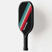 Raquette De Pickleball Rétro Rayé Camouflé avec Nom (Gauche)