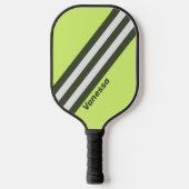 Raquette De Pickleball Rétro Rayures Éclaircies avec Nom (Recto)