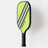 Raquette De Pickleball Rétro Rayures Éclaircies avec Nom (Gauche)