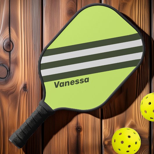 Raquette De Pickleball Rétro Rayures Éclaircies avec Nom