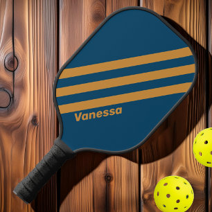 Raquette De Pickleball Retro Royal Gold Trois Bandes avec Nom