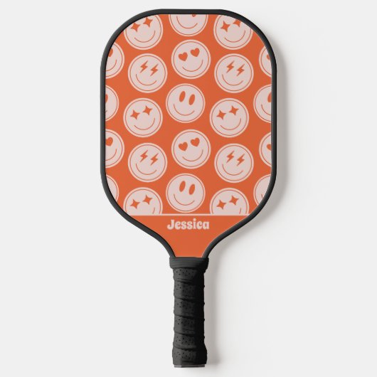 Raquette De Pickleball Retro Smile Motif Nom personnalisé Pickleball Padd (Recto)