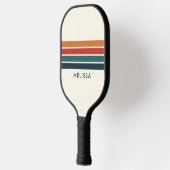 Raquette De Pickleball Retro Stripes Nom personnalisé (Gauche)