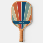 Raquette De Pickleball Retro Stripes Nom personnalisé (Verso)