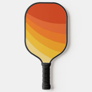 Raquette De Pickleball Retro style jaune et orange rayons de soleil desig