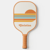 Raquette De Pickleball Retro Style Sunrise Pastel Rainbow nom de script (Verso)