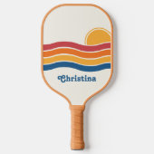 Raquette De Pickleball Retro Style Sunrise Pastel Rainbow nom de script (Recto)
