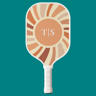 Raquette De Pickleball Rétro Sunburst Monogramme des années 70