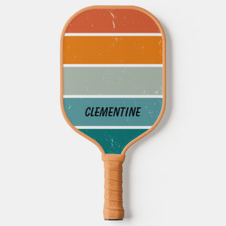 Raquette De Pickleball Retro Sunset bleu et orange Personnalisé
